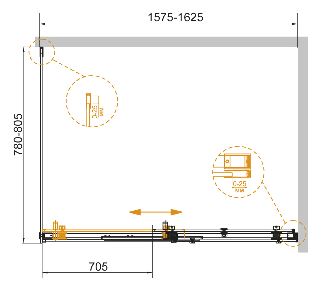 Душевой уголок Cezares Stylus-Soft 160x80см STYLUS-SOFT-AH-1-160/80-C-Cr хром, стекло прозрачное