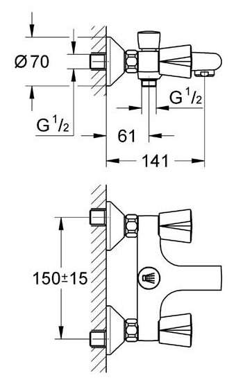 Смеситель для ванны с душем Grohe Costa 25450001 хром