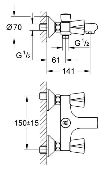 Смеситель для ванны с душем Grohe Costa 25450001 хром