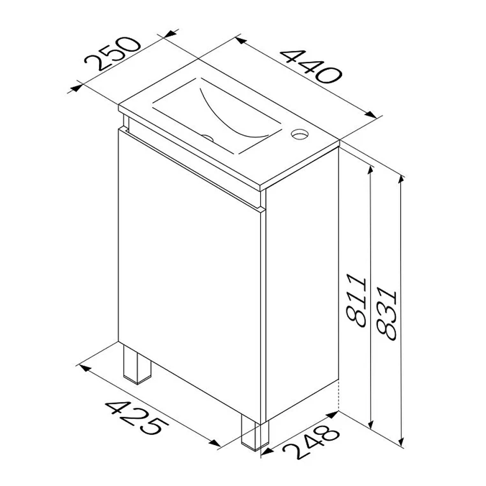 Тумба с раковиной AM.PM X-Joy 45 напольная, белый глянец