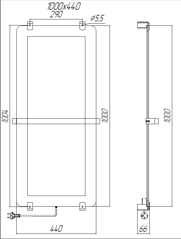 Полотенцесушитель электрический Allen Brau Infinity 100x44 с рейлингом и креплением, медь браш