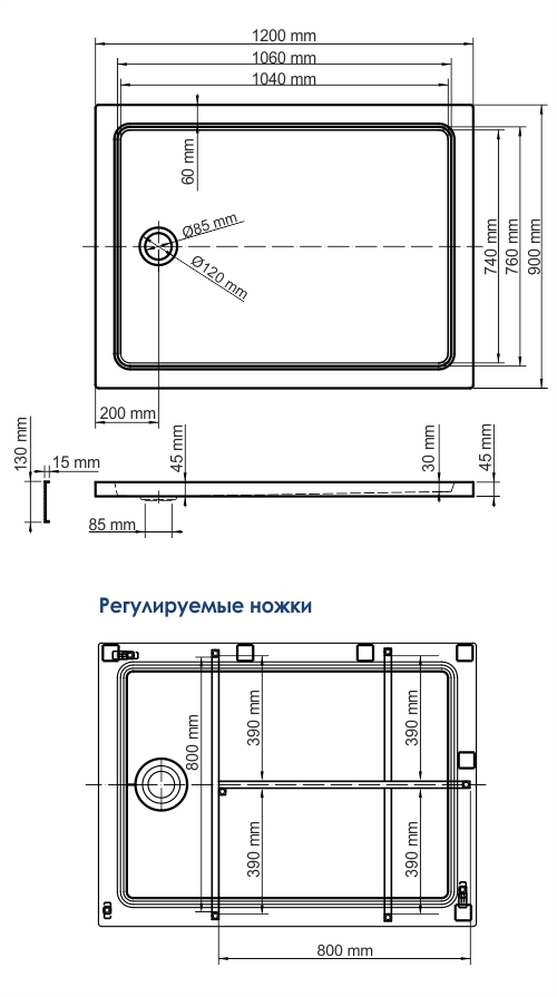 Душевой поддон Wasserkraft Amper 120x90см 29T07 белый
