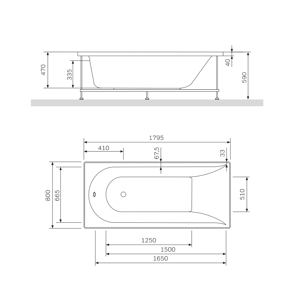 Акриловая ванна AM.PM Spirit 180x80 W72A-180-080W-A2 белая глянцевая