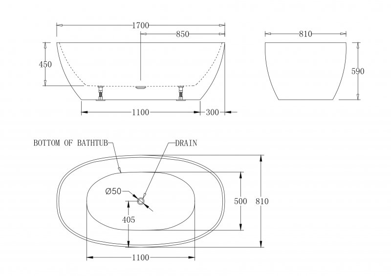 Акриловая ванна BelBagno 170x80 BB81-1700 белая глянцевая