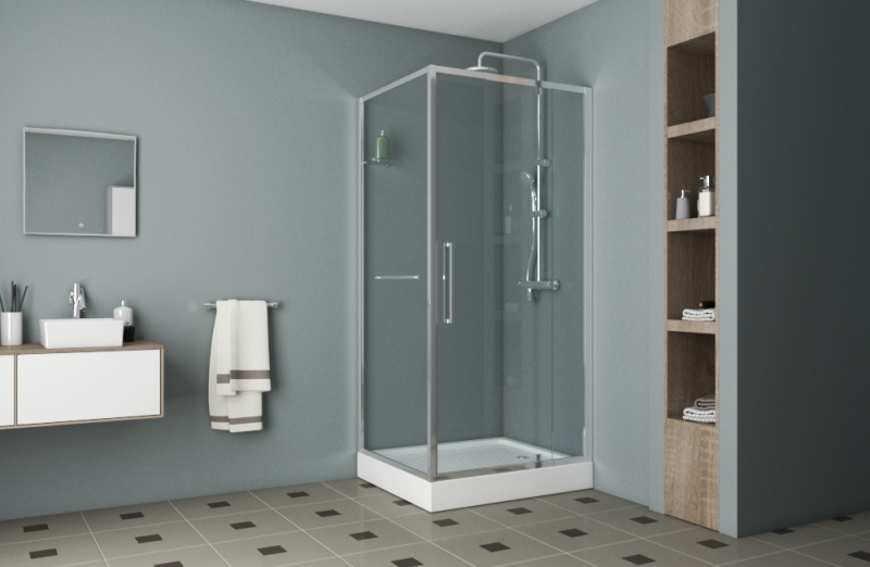 Душевой уголок Bravat Line 90x90см BS090.2116A профиль хром, стекло прозрачное