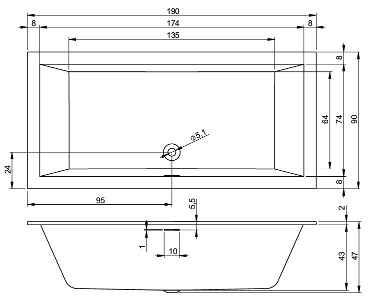 Акриловая ванна Riho Rething Cubic 190x90 R B109022005 белая глянцевая