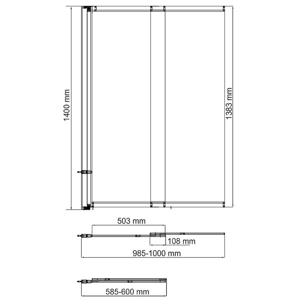 Шторка на ванну Wasserkraft Dill 100x140см 61S02-100 профиль черный, стекло прозрачное