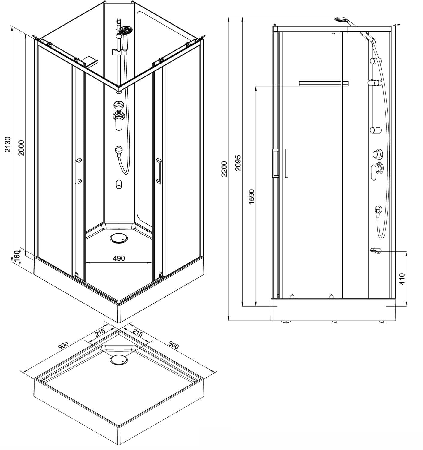 Душевая кабина Aquanet Passion S 2.0 90x90см 263869 прозрачное стекло