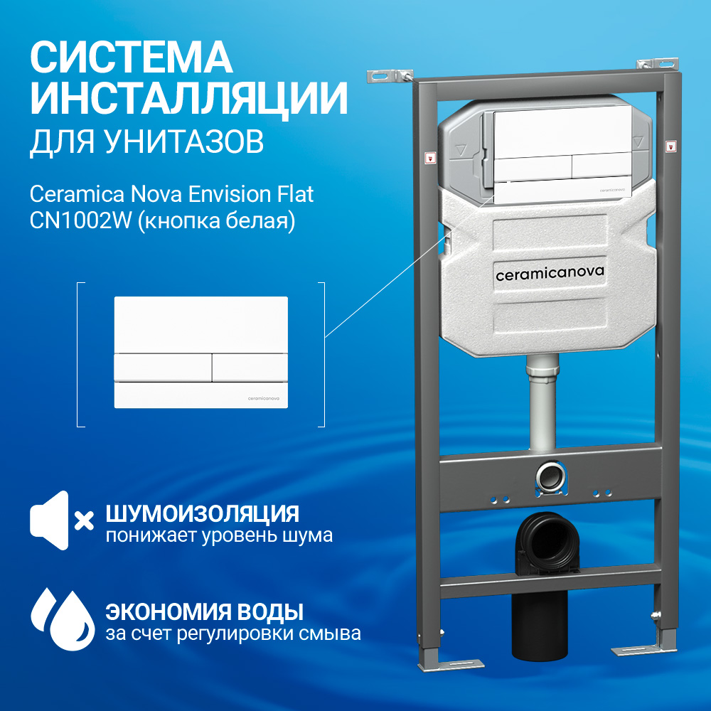 Система инсталляции для унитазов Ceramica Nova Envision Flat CN1002W с кнопкой белая глянцевая