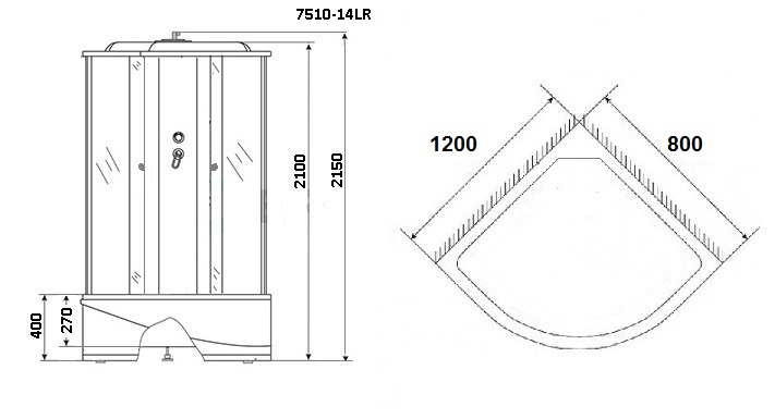 Душевая кабина Niagara Eco 120x80см NG-7510 L профиль хром