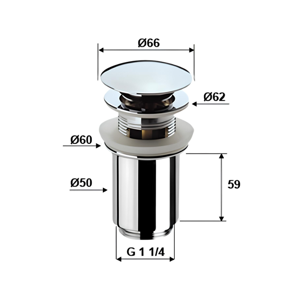 Донный клапан Remer RR905CC NO с переливом, черный матовый