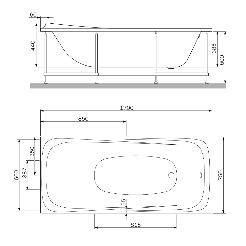 Экран AM.PM Sensation 170x75 W30A-170-075W-P белый