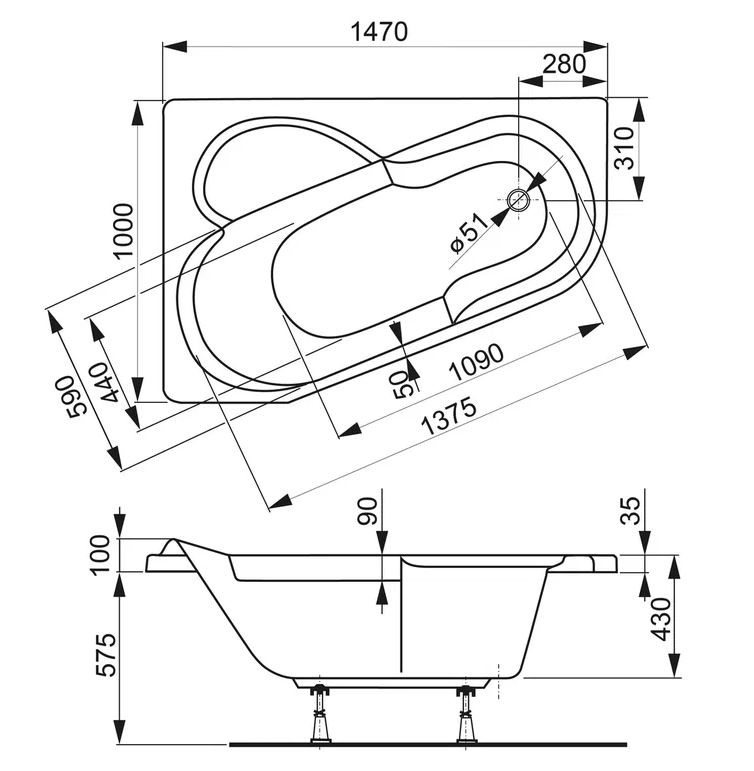 Акриловая ванна Vagnerplast Selena 147x100 VPBA141SEL3PE-04 правая, белая глянцевая