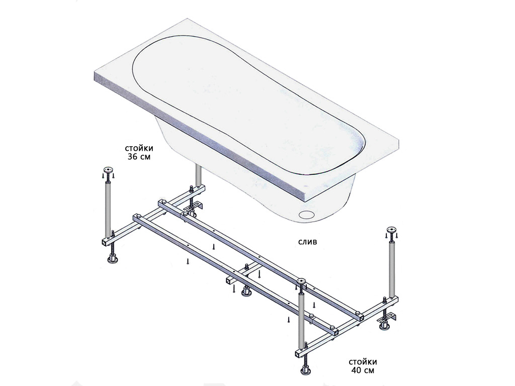 Опора универсальная усиленная для ванн Ravak Domino Plus 150, 160, 170