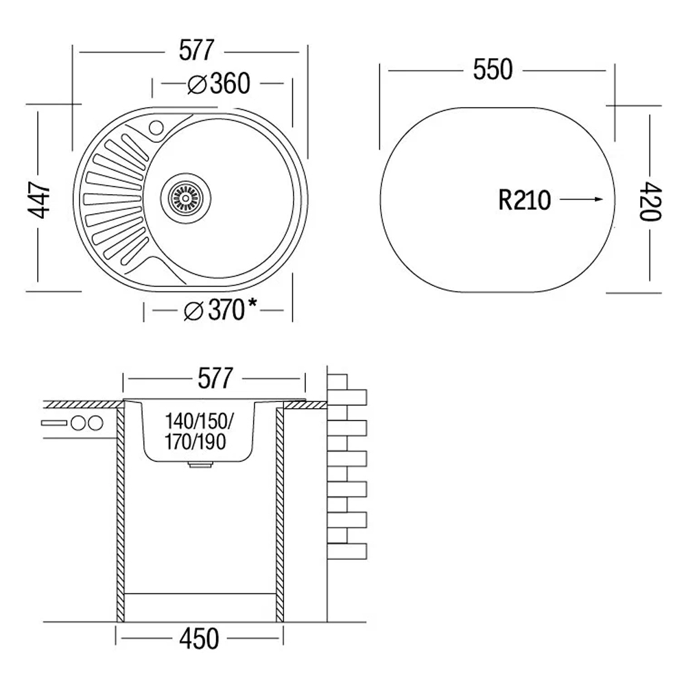 Кухонная мойка Ukinox Фаворит 58х45см FAL577.447 -GT8K 1R хром