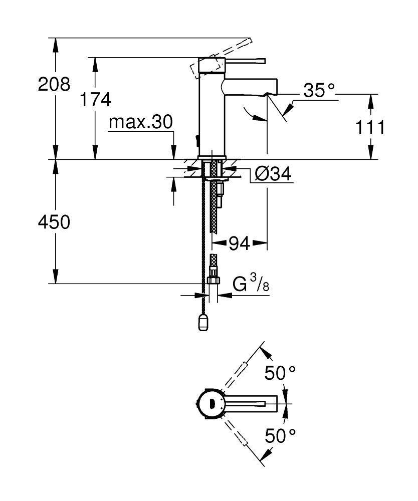 Смеситель для раковины Grohe Essence New 32899001 хром