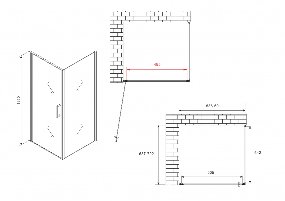 Душевой уголок ABBER Sonnenstrand 60x70см AG04060-S70 профиль хром, стекло прозрачное