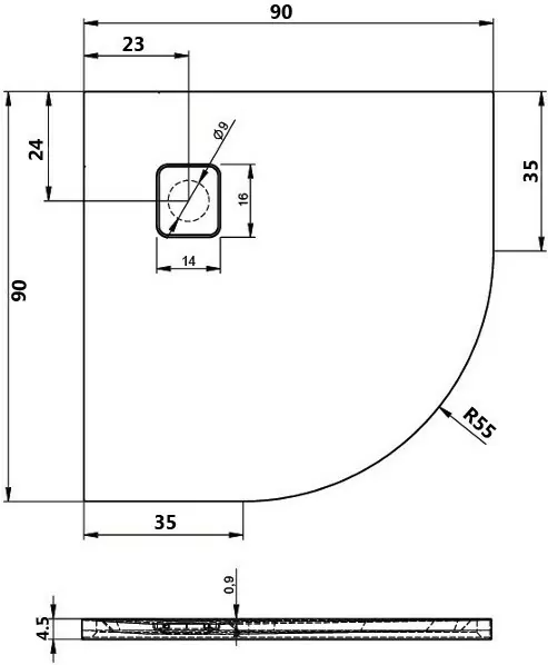 Душевой поддон Riho Basel 90х90см D005047304 черный матовый