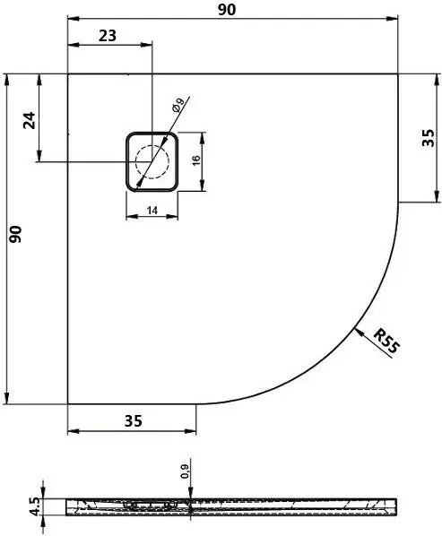 Душевой поддон Riho Basel 90х90см D005047065 черный глянец