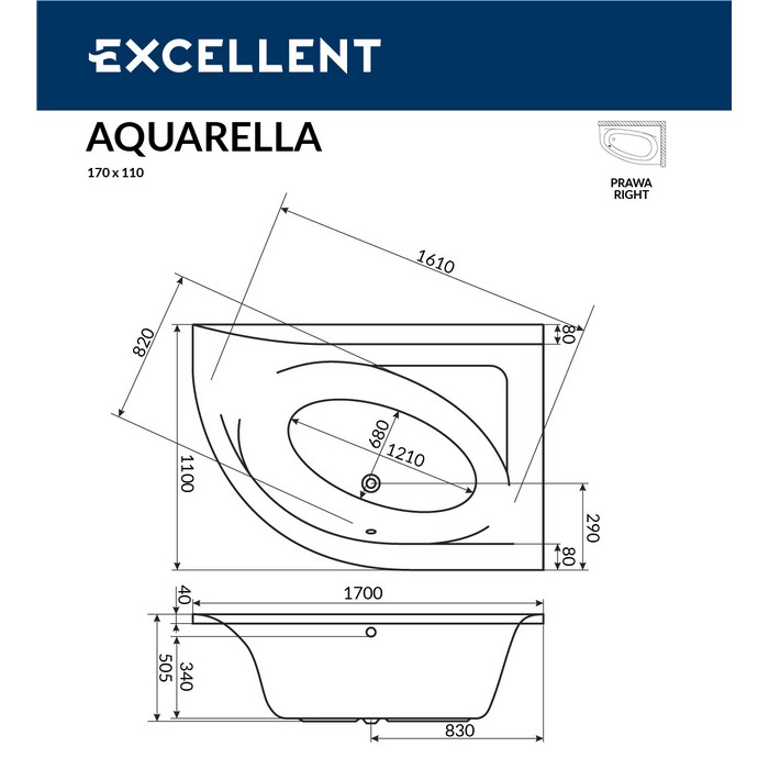 Акриловая ванна Excellent Aquarella 170x110 WAEX.ARP17WH белая глянцевая