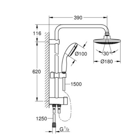 Душевая стойка Grohe New Tempesta System 26381001 хром