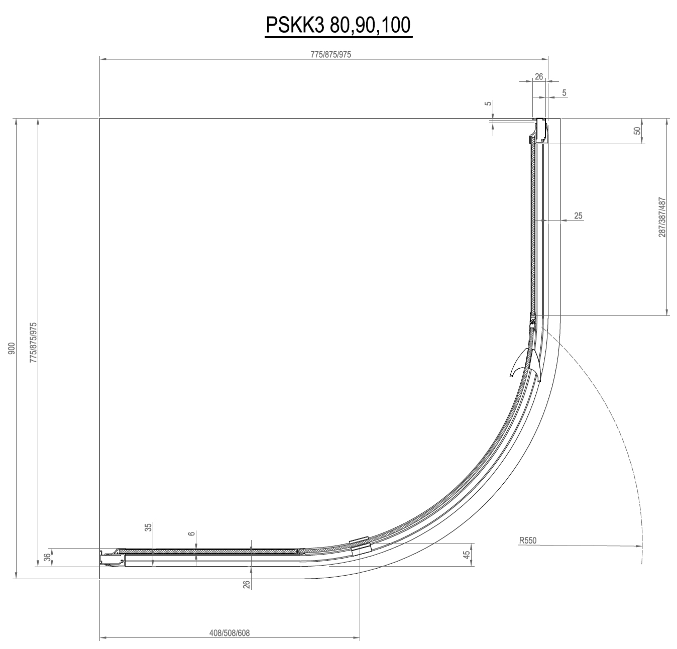 Душевой уголок Ravak Pivot PSKK3 (37677C00Z1) (90х90) стекло прозрачное, профиль блестящий