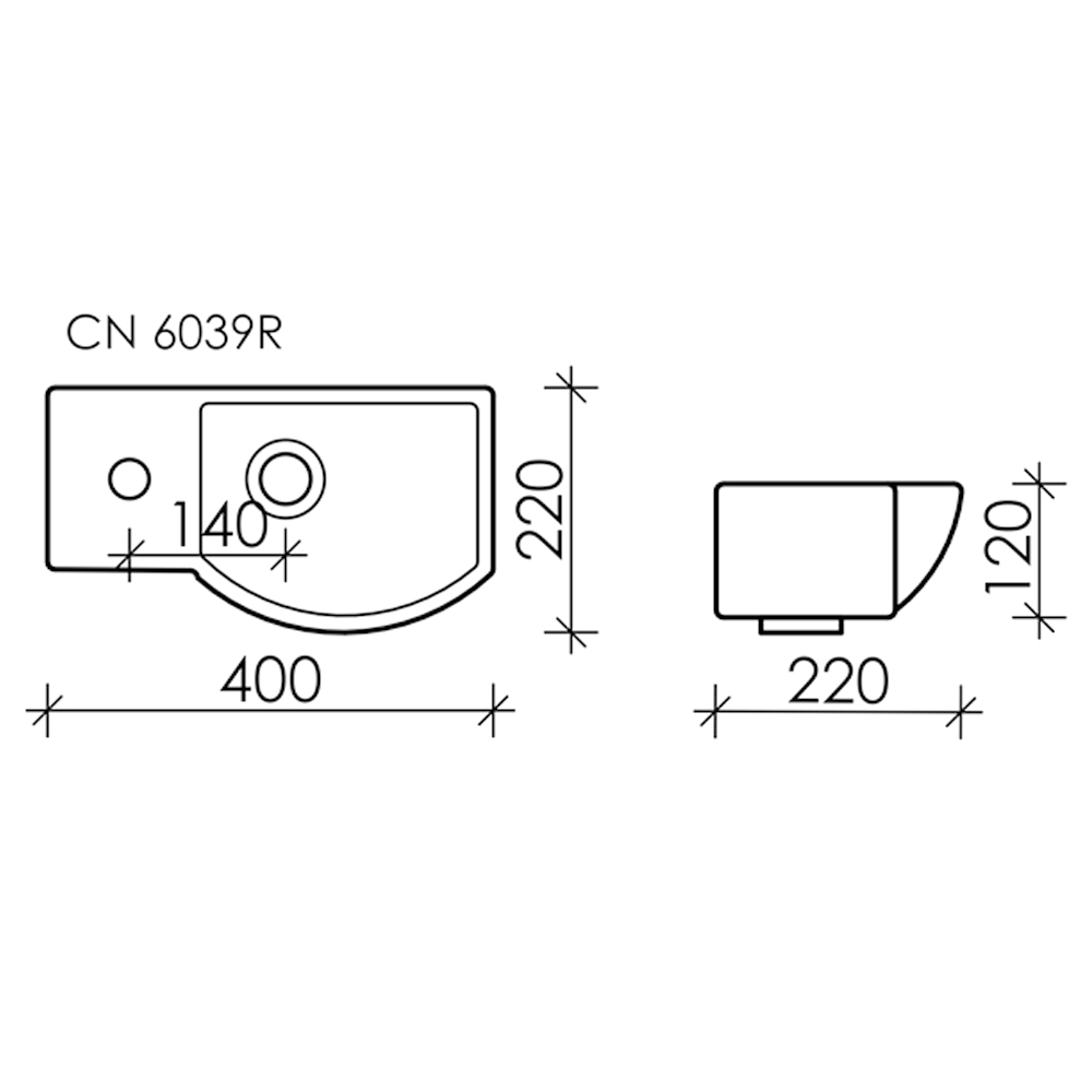 Раковина подвесная Ceramicanova Element 45 L CN6038L белая глянец