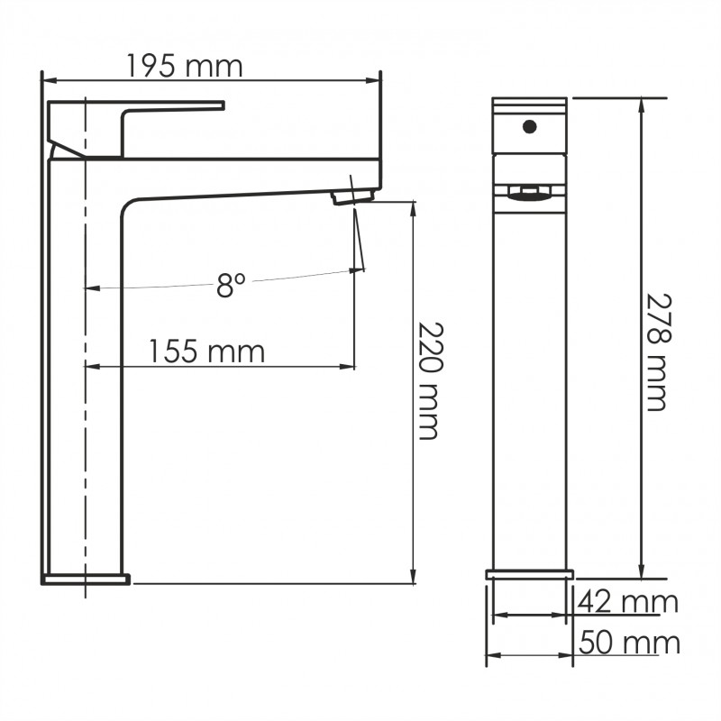 Смеситель для раковины Wasserkraft Abens 2003H черный матовый