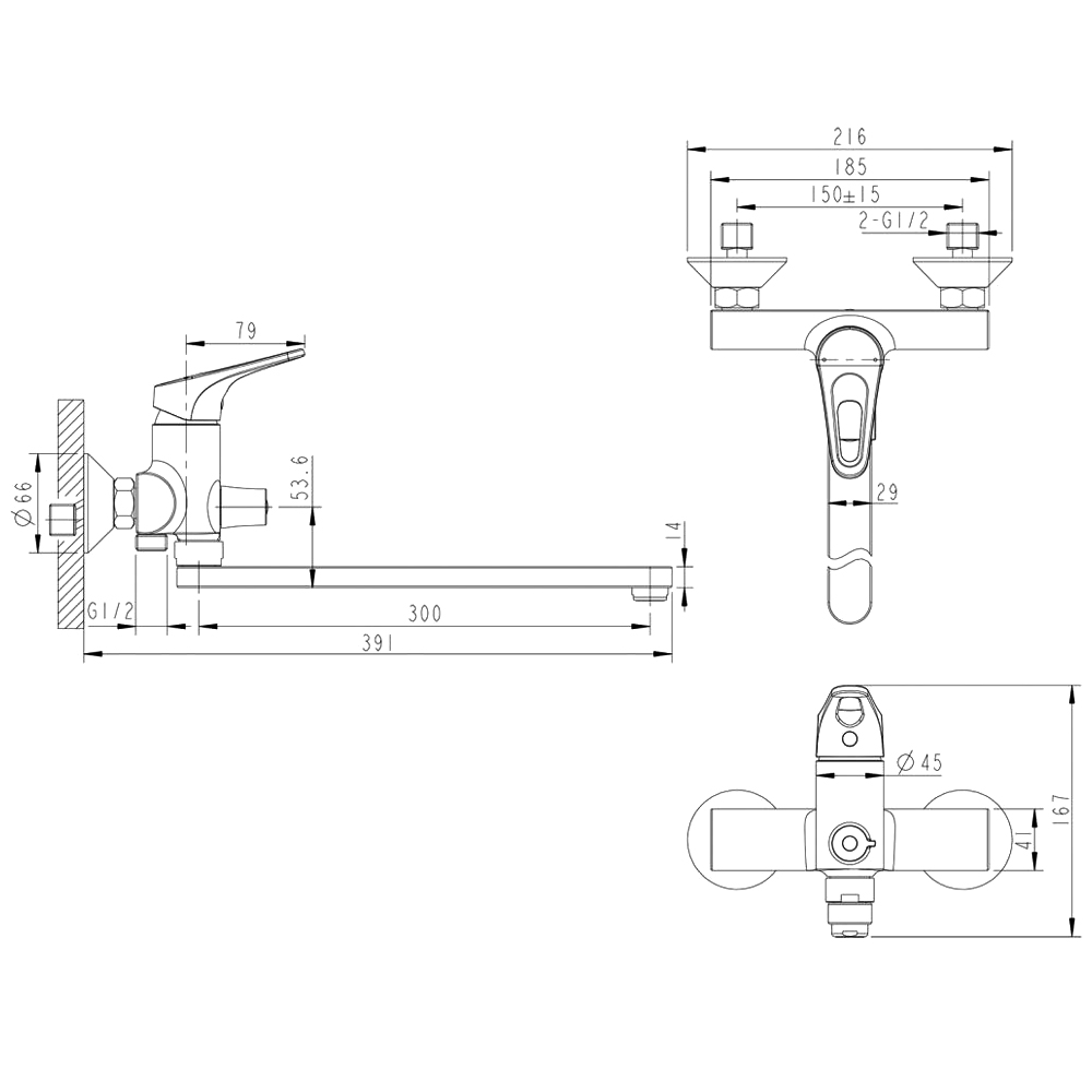 Смеситель для ванны с душем Bravat Drop-D F648162C-01A хром