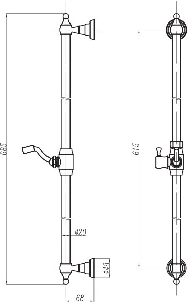 Душевая штанга Cezares CZR-SDC1-03 золото