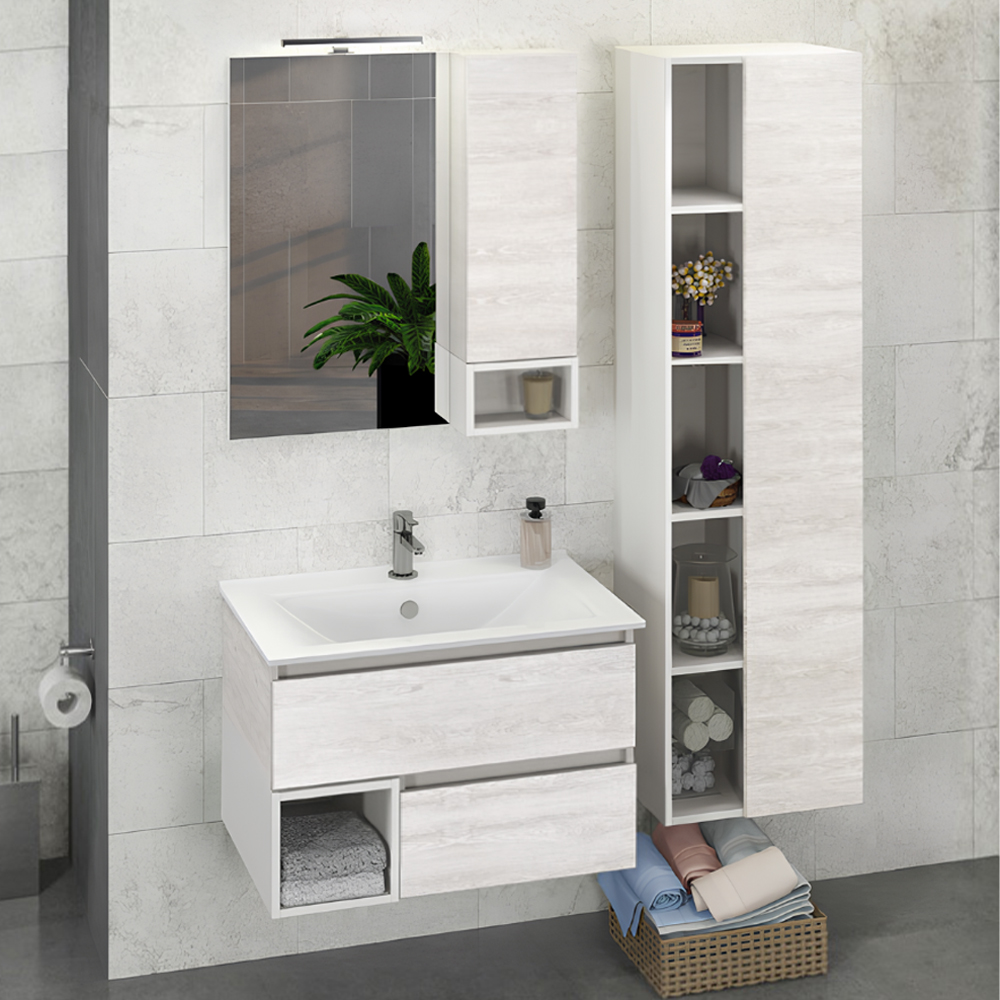 Тумба с раковиной Comforty Турин 75 00004147332CF дуб белый