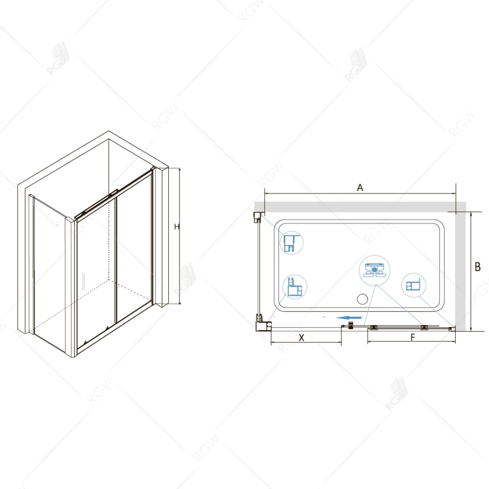 Душевой уголок RGW Classic CL-48 120x80см 32094882-011 профиль хром, стекло прозрачное