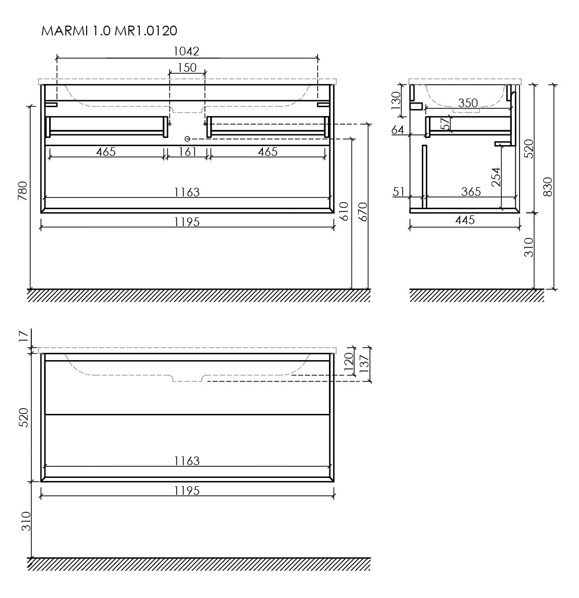 Тумба под раковину Sancos Marmi 1.0 120 MR1.0120EG дуб галифакс натуральный