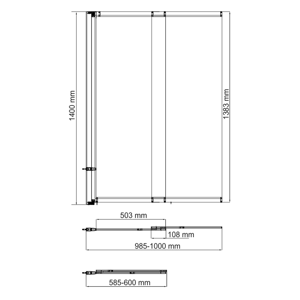 Шторка на ванну Wasserkraft Main 100x140см 41S02-100L Matt glass профиль хром, стекло матовое