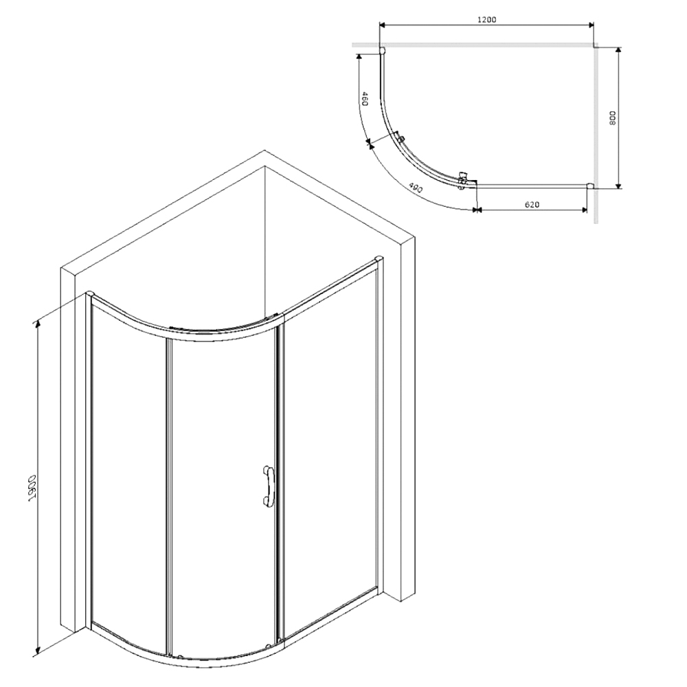 Душевой уголок AM.PM Like 120x80см W83G-302U120CT профиль хром, стекло прозрачное