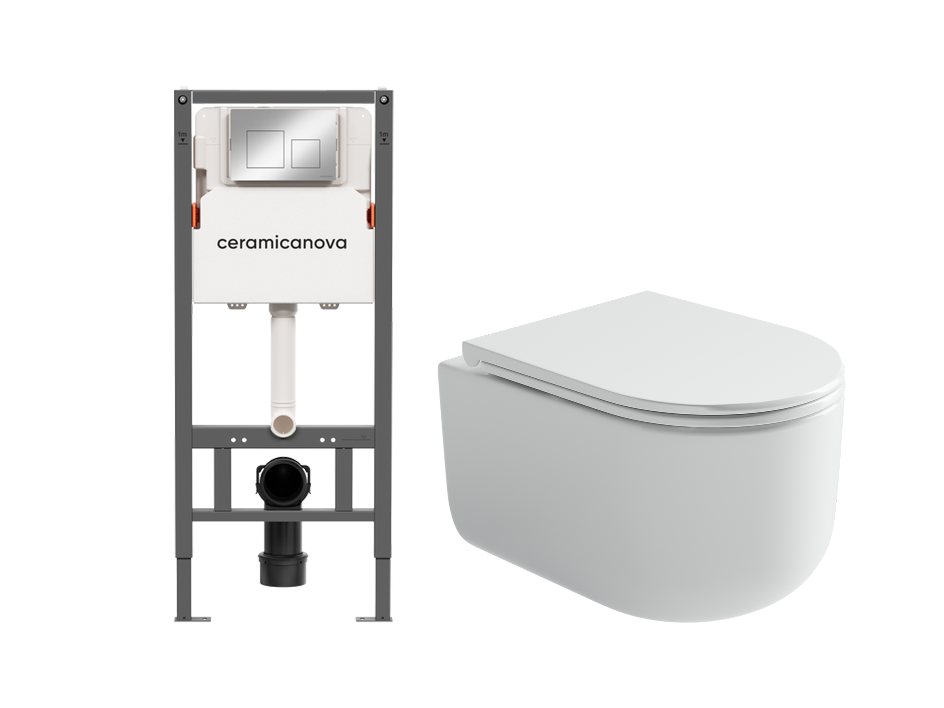 Комплект инсталляции Ceramica Nova CN121002CH с унитазом CN4006, кнопка хром глянец