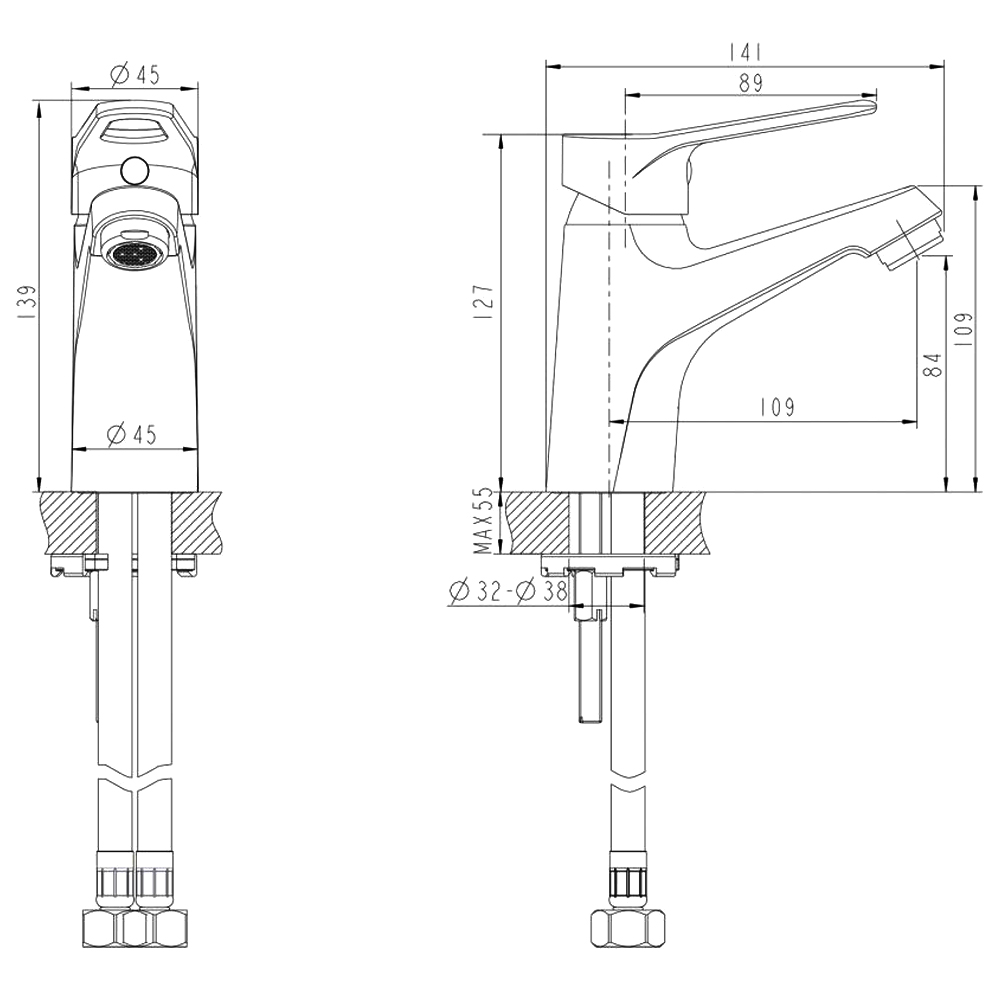 Смеситель для раковины Bravat Eco-D F193158C хром