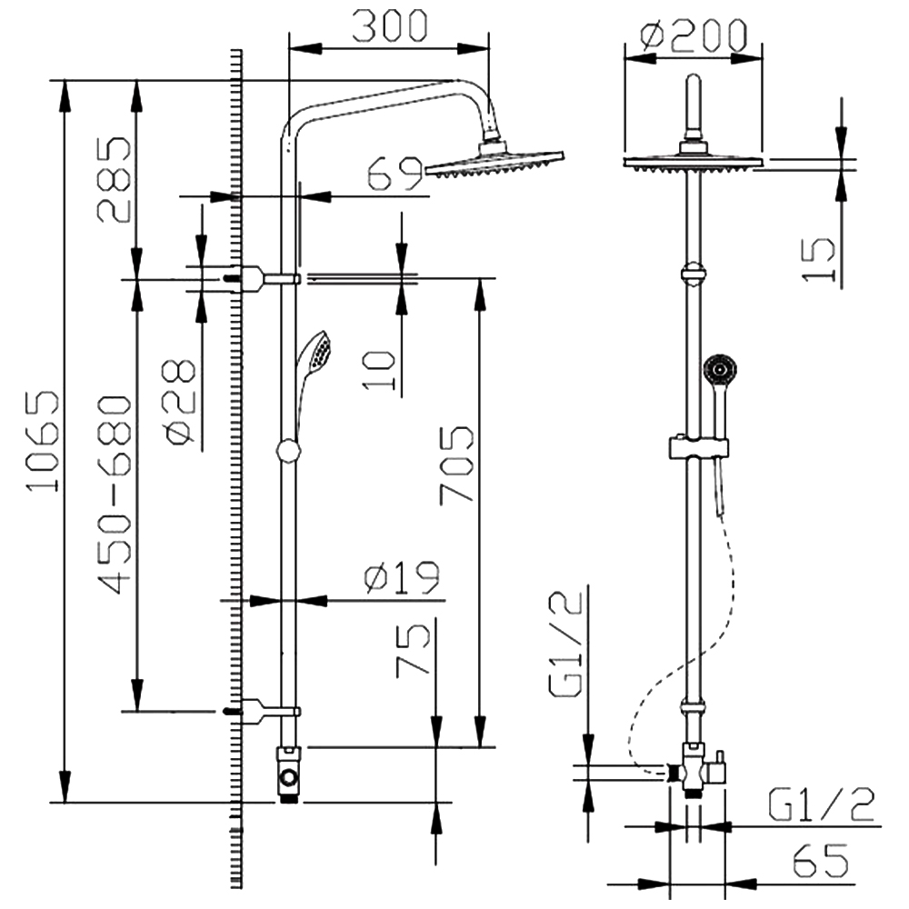 Душевая стойка Bravat Fit R D283CP-2-RUS хром