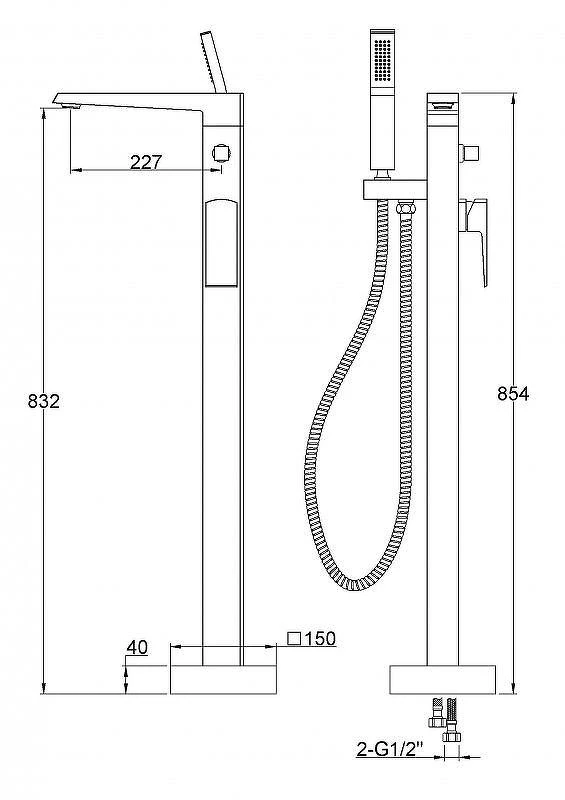 Напольный смеситель для ванны с душем BelBagno ARLIE ARL-FMTA-CRM хром