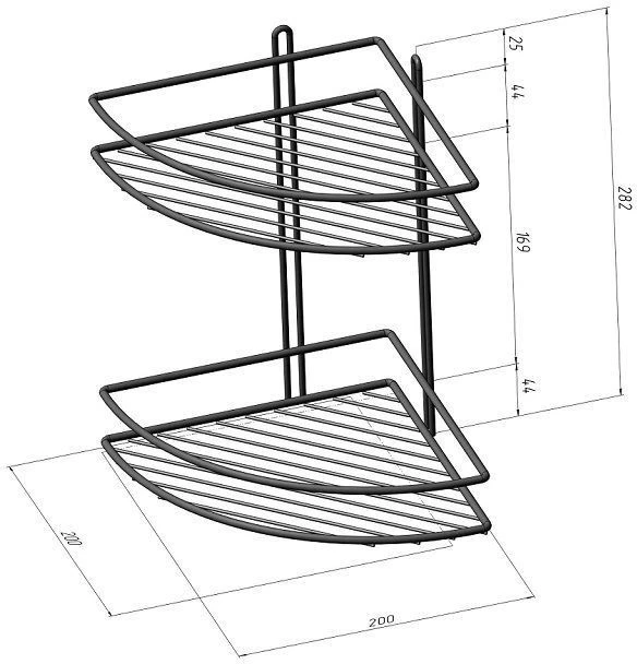 Полка Aquanet 3259 двойная, угловая, хром