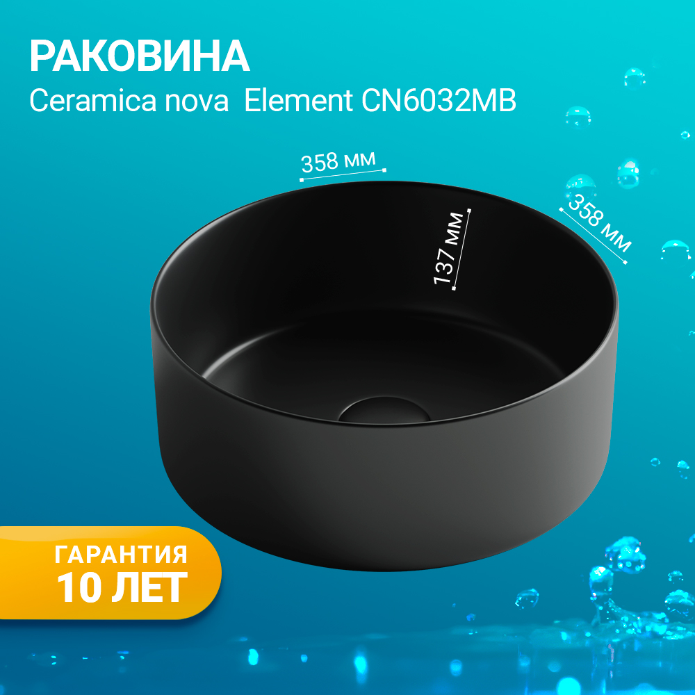 Раковина накладная Ceramica Nova Element CN6032MB черная матовая