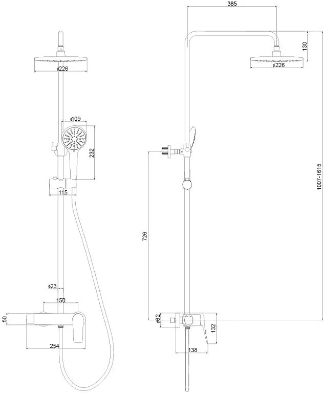 Душевая стойка Lemark Bronx LM3760BL черная матовая