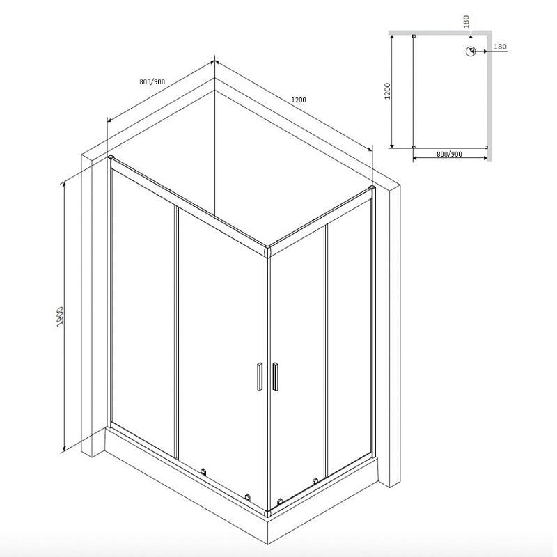 Душевой уголок AM.PM Gem 120x90см W90G-404-120290-MT профиль хром, стекло прозрачное