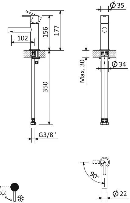 Смеситель для раковины Cezares Leaf LEAF-LSM1-SS бронза