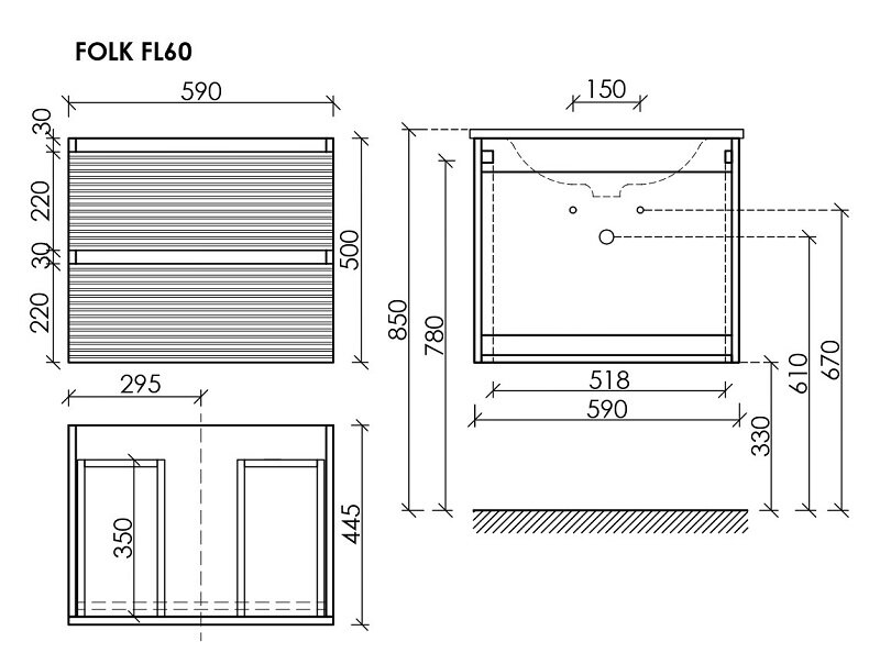 Тумба под раковину Sancos Folk 60 FL60CP капучино