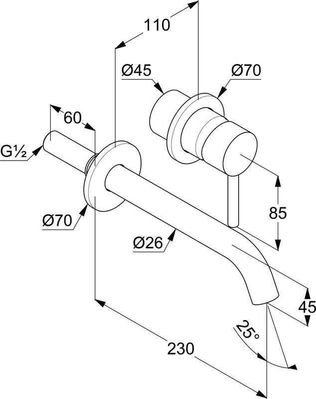 Смеситель для раковины Kludi Bozz 38245N076 с внутренней частью 38243, золото браш