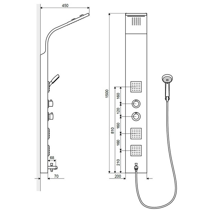 Душевая панель Excellent More Termo ARAC.ML9304T серый