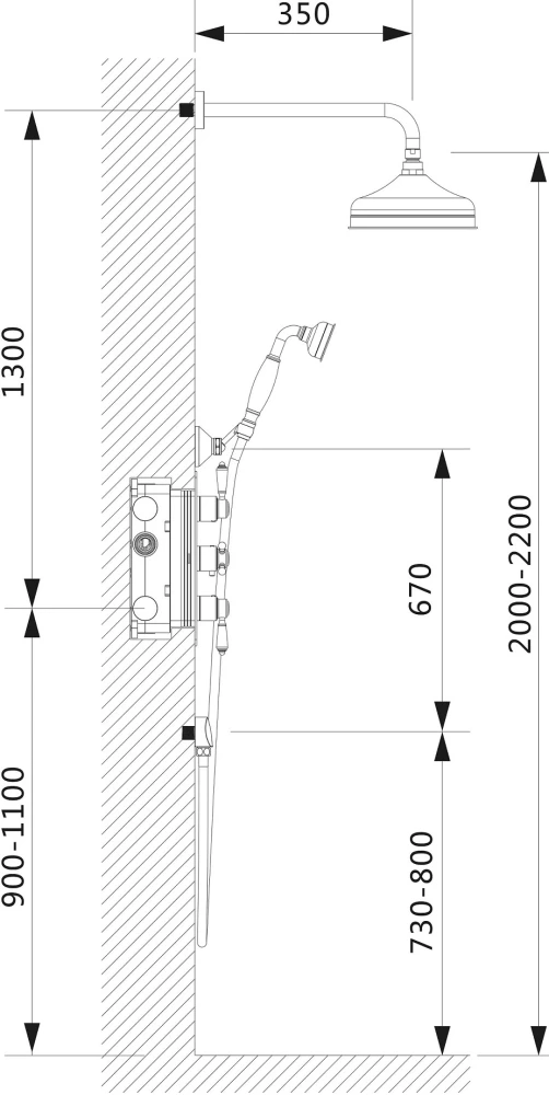 Душевой комплект Timo Nelson SX-1390/00SM с внутренней частью, хром