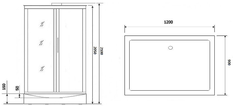 Душевая кабина Niagara Luxe 120x90см NGL-7711WBK профиль серебро