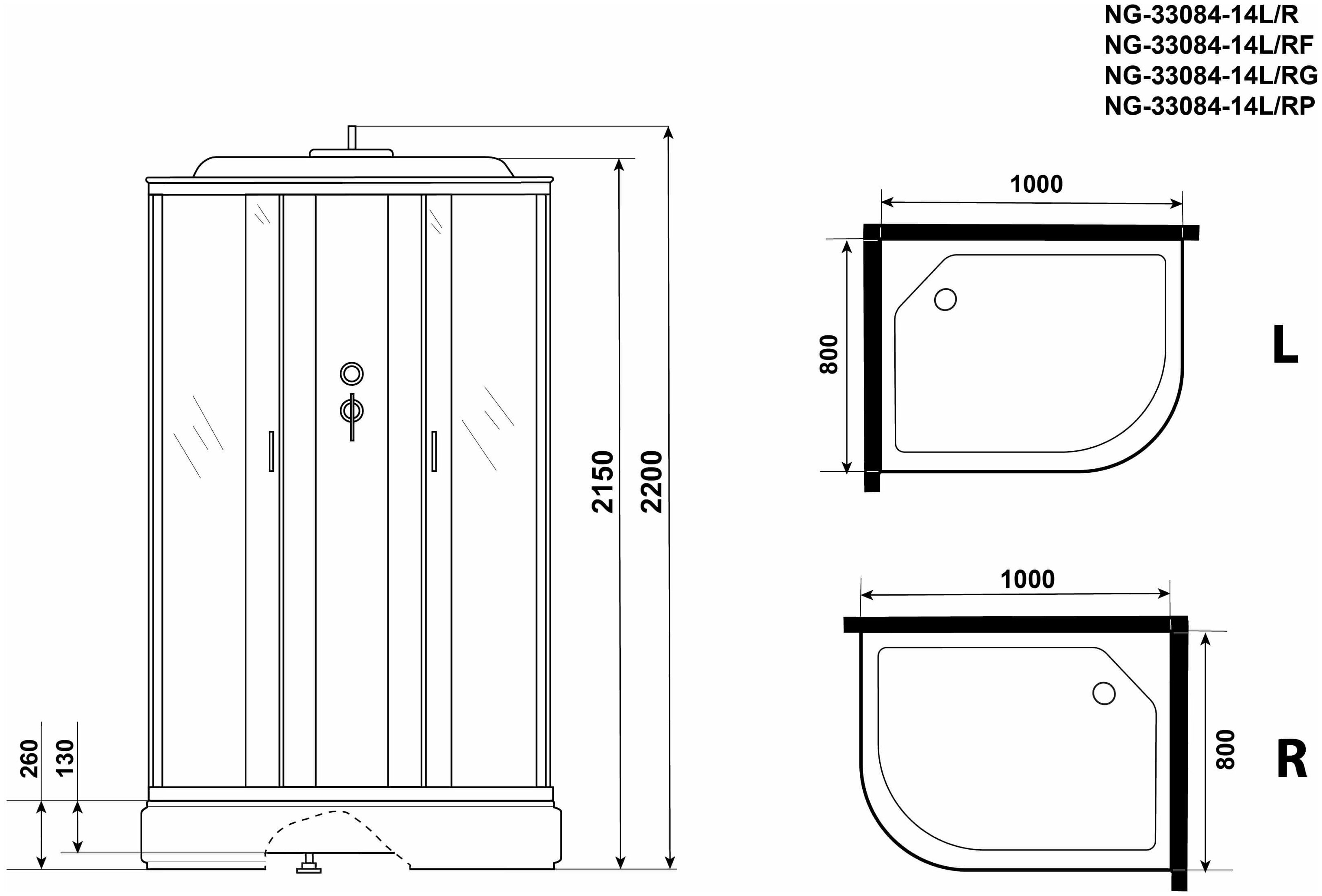 Душевая кабина Niagara Classic 100x80см NG-33084R профиль серебро